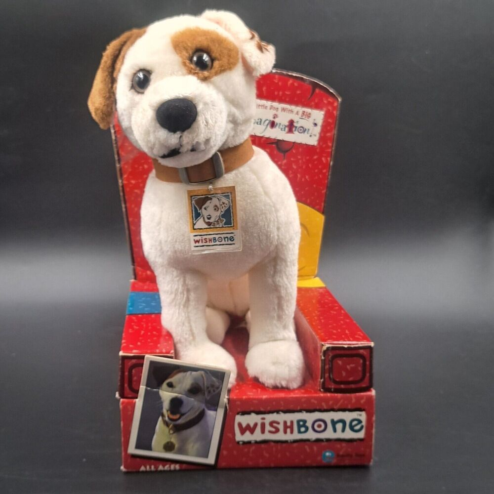 NEW 1996 Wishbone Jack Russell Terrier Dog Plush Sitting On Red Box Chair